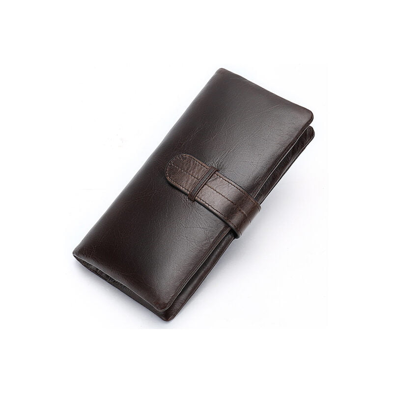 δερμάτινο πορτοφόλι σε σκούρο καφέ χρώμα μπροστινή όψη