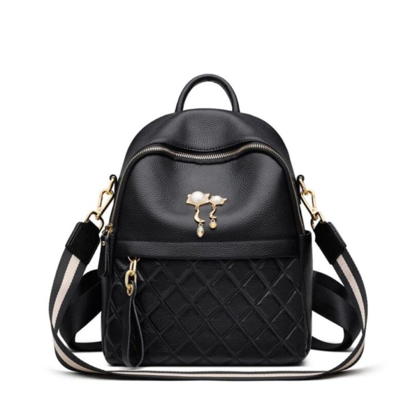 Δερμάτινo Γυναικείo Σακίδιο Πλάτης  Foxer 9113041F μαύρο