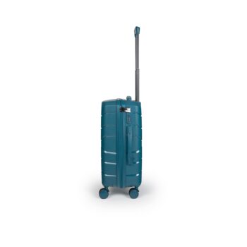 Αριστερή πλευρά βαλίτσας μεσαία με tsa lock διπλά ροδάκια από πολυπροπυλένιο άθραυστο υλικό σε πετρόλ χρώμα