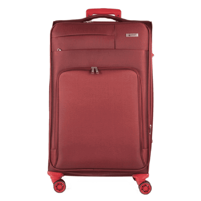 Βαλίτσα μεγάλη με διπλά ροδάκια , tsa lock από υφασμάτινο υλικό σε μπορντό χρώμα επεκτάσιμη .