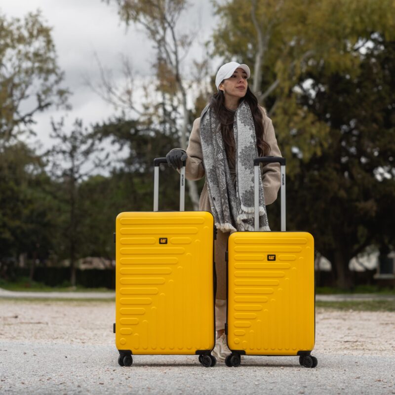 Βαλίτσες σετ σκληρές κίτρινες μεσαία μεγάλη με ρόδες