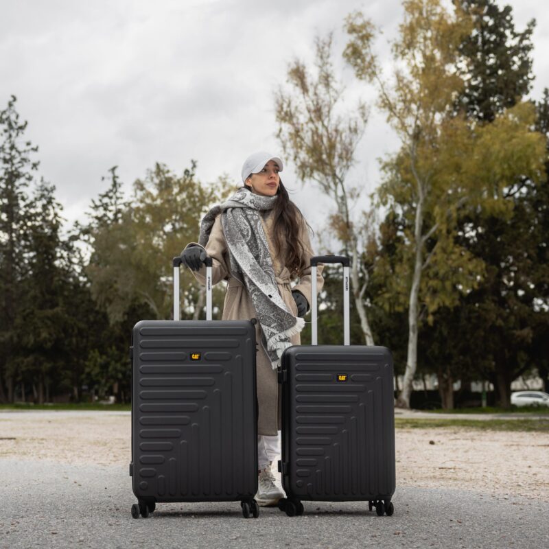 Βαλίτσες σετ σκληρές μαύρο μεσαία μεγάλη με ρόδες