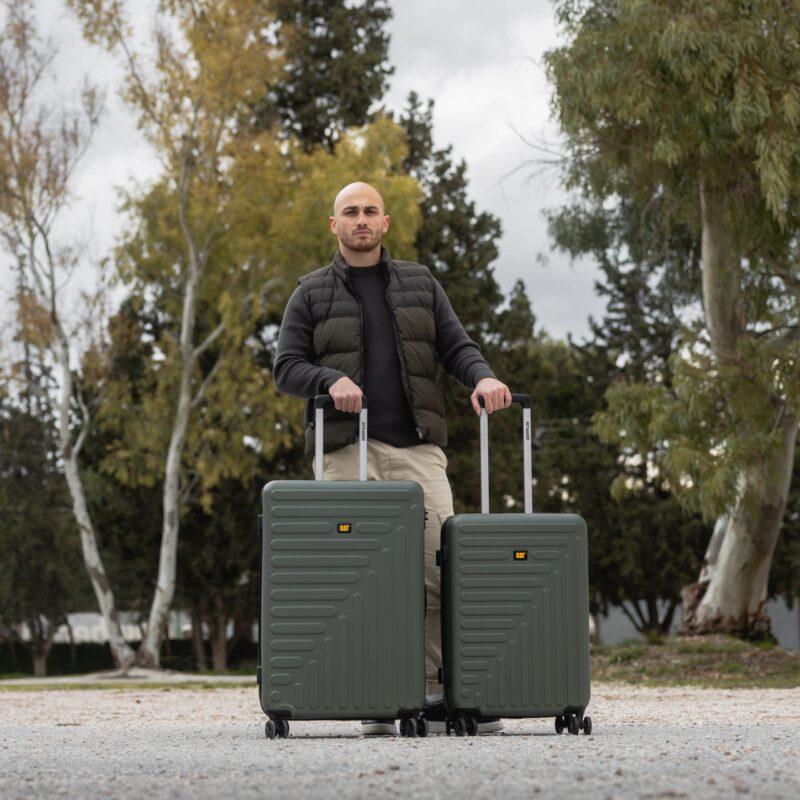 Βαλίτσες σετ σκληρές χακί μεσαία μεγάλη με ρόδες