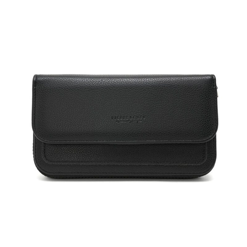 Γυναικείο πορτοφόλι μεγάλο Pierre Loues μαύρο με φερμουάρ και θήκες