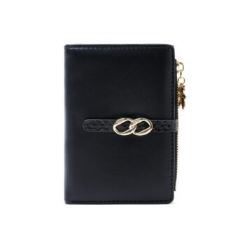 Γυναικείο πορτοφόλι Pierre Loues 982-31 σε μαύρο χρώμα με μεταλλικό διπλό κρίκο.