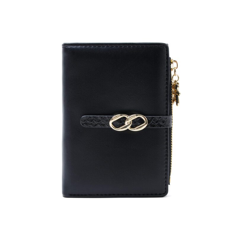 Γυναικείο πορτοφόλι Pierre Loues 982-31 σε μαύρο χρώμα με μεταλλικό διπλό κρίκο.