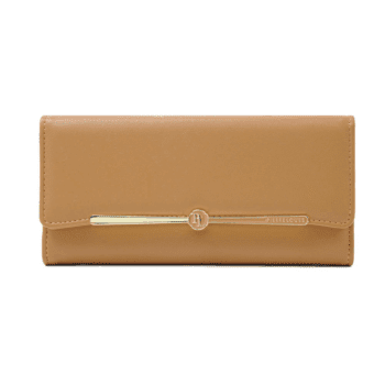 Πορτοφόλι γυναικείο μεγάλο Pierre Loues μπεζ με χρυσές λεπτομέρειες και πολλές θήκες για κάρτες και κέρματα.