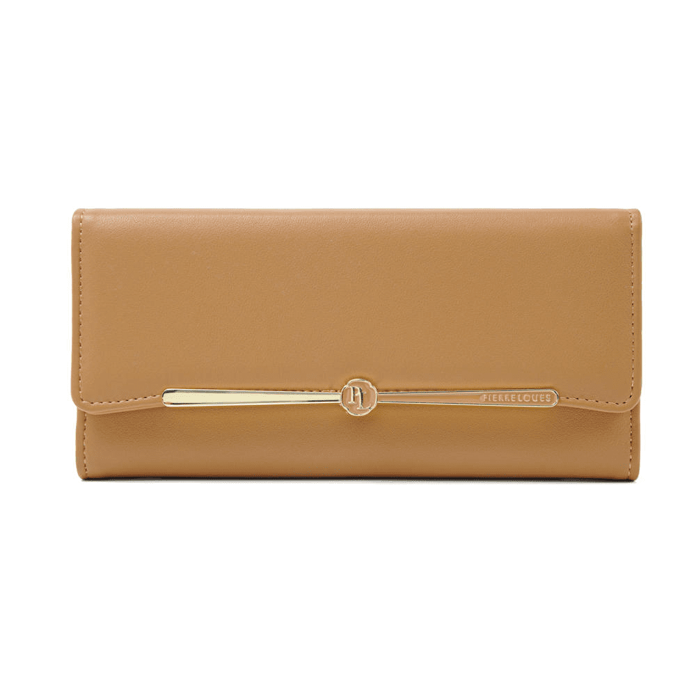 Πορτοφόλι Γυναικείο Μεγάλο Pierre Loues PL986-63 καφέ Πορτοφόλι γυναικείο μεγάλο Pierre Loues μπεζ με χρυσές λεπτομέρειες και πολλές θήκες για κάρτες και κέρματα.