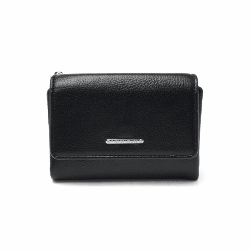 μικρό πορτοφόλι γυναικείο Pierre Loues μαύρο μπροστινή όψη